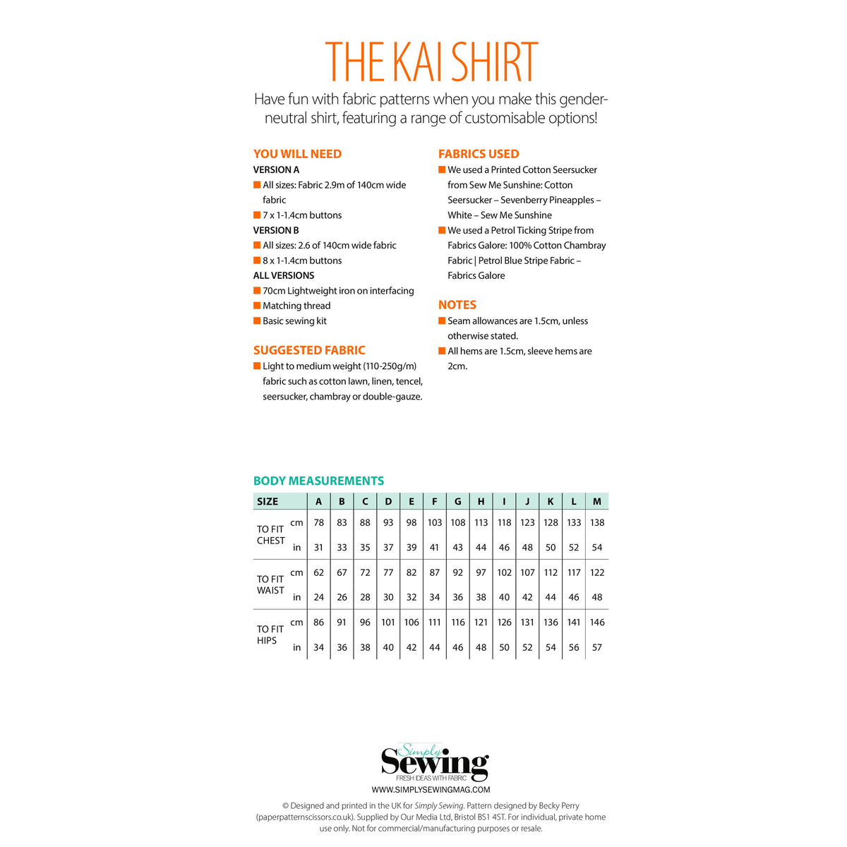 Kai Shirt Sewing Pattern PDF