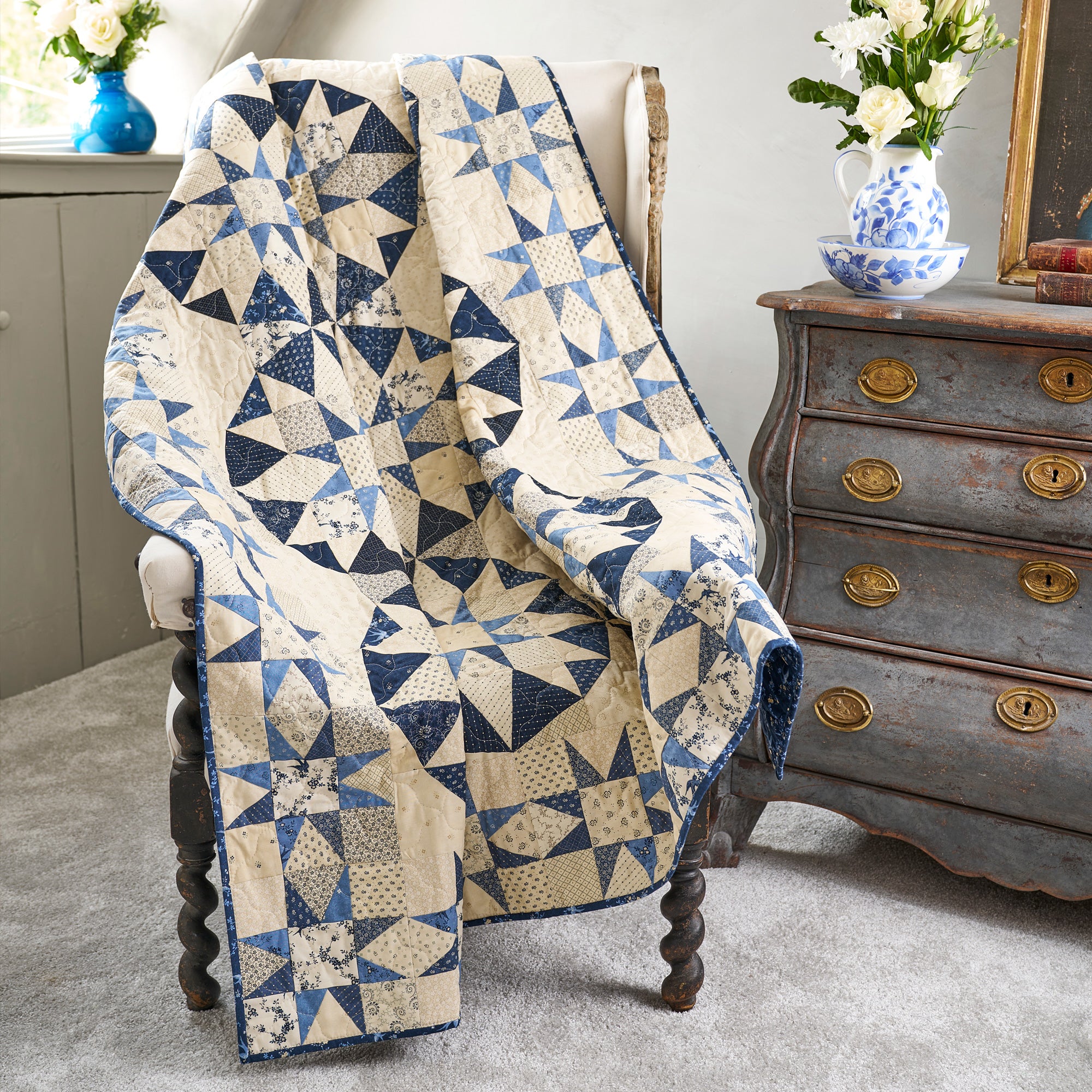 Kaleidoscope Blues Quilt Pattern PDF