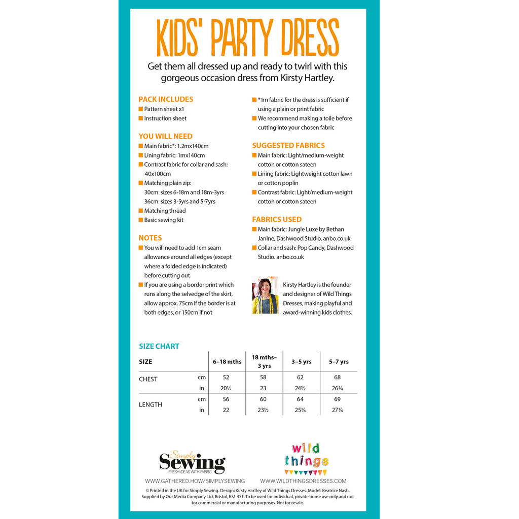 Girl's Party Dress Sewing Pattern PDF