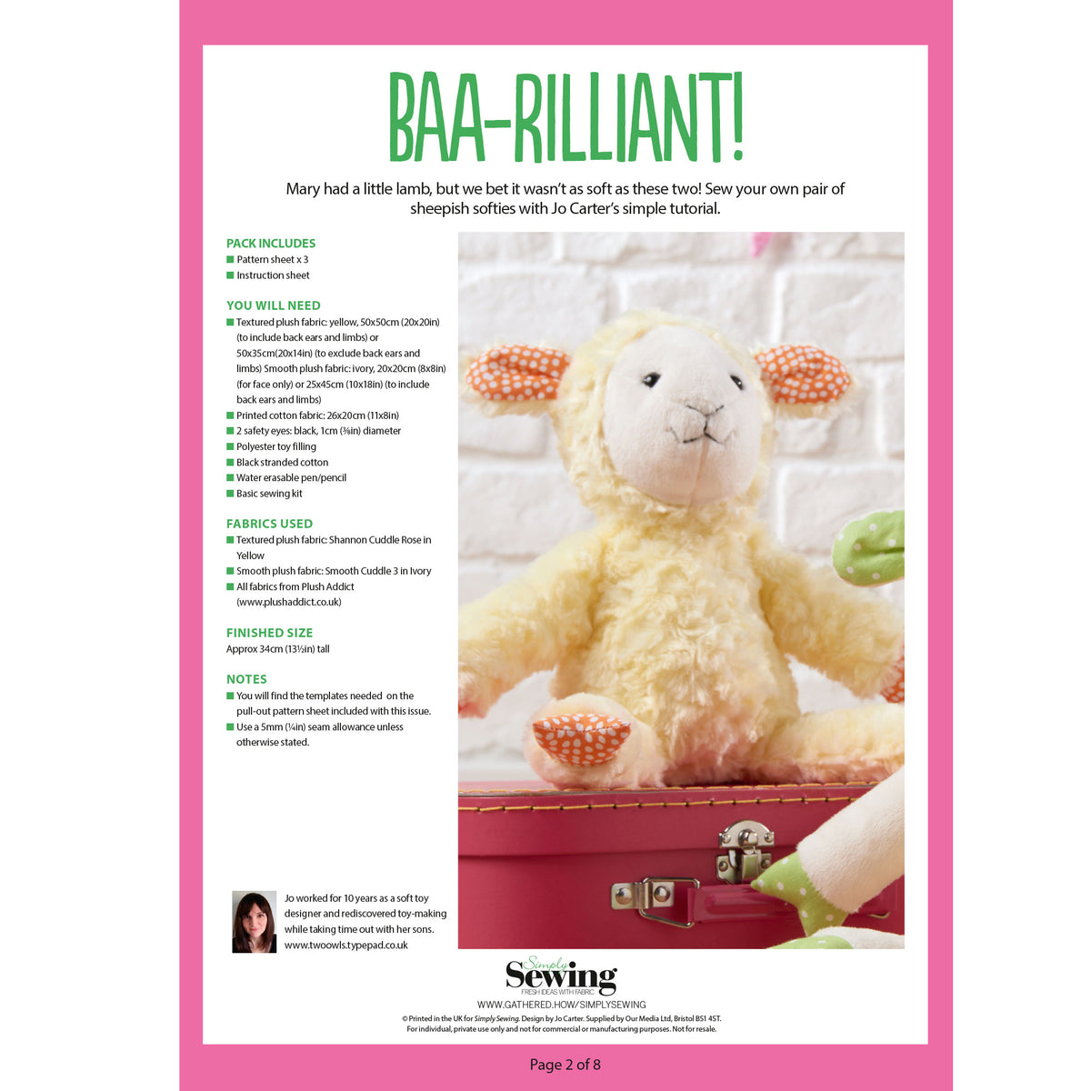 Lamb Toy Sewing Pattern PDF