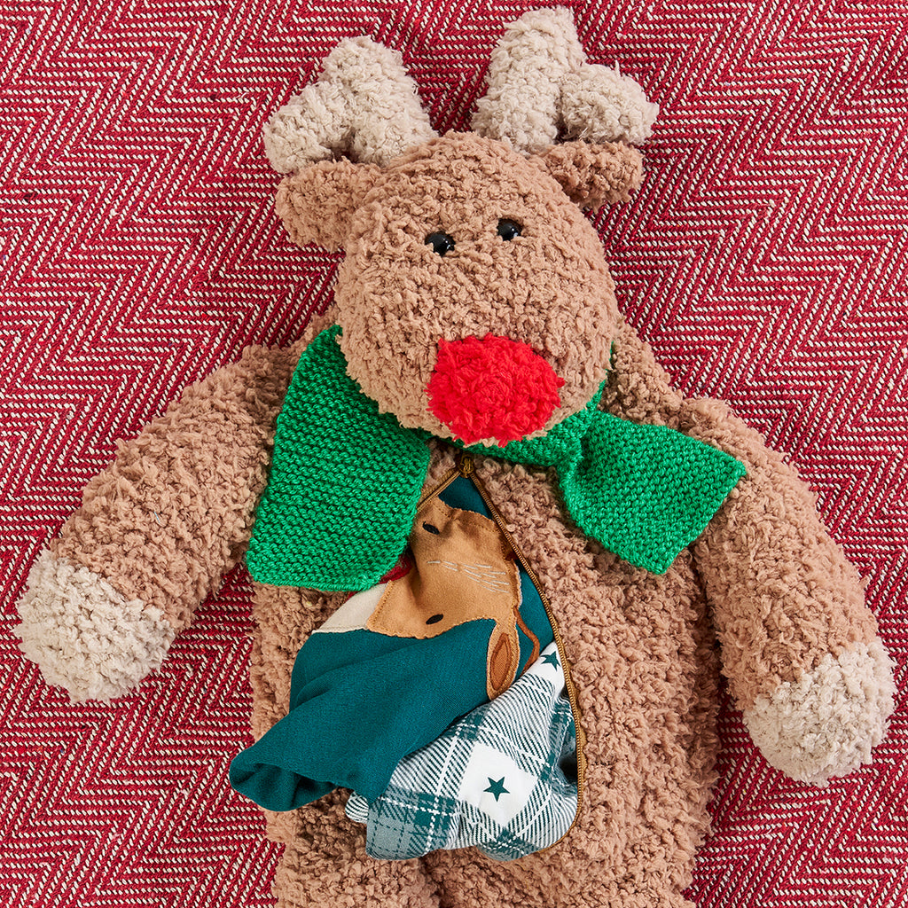 Christmas Rudolph Reindeer Pyjama Case Knitting Pattern PDF