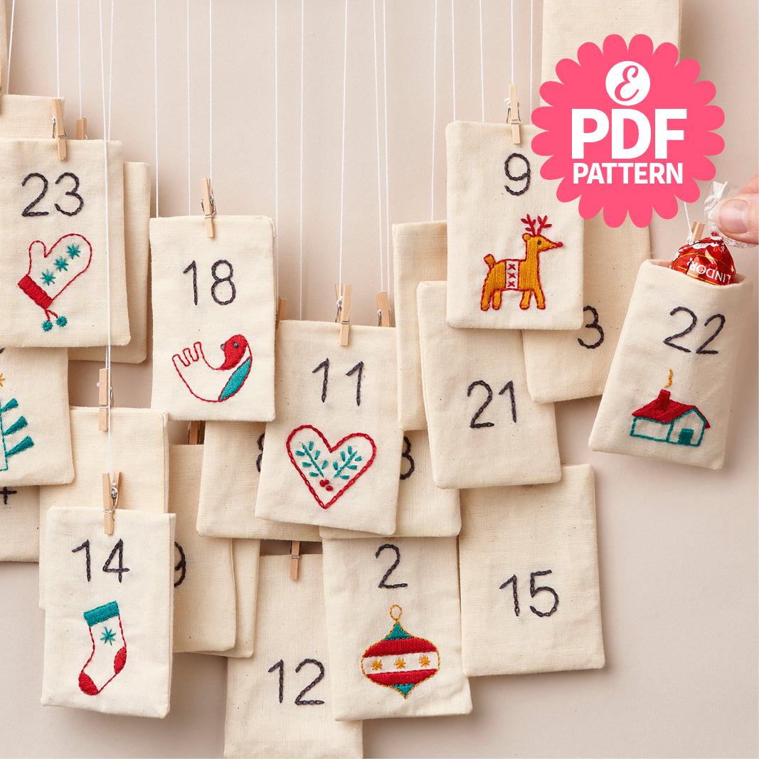 Hanging Pockets Christmas Advent Calendar Embroidery Pattern PDF