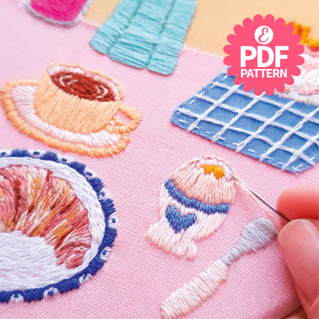 Breakfast Embroidery Hoop Pattern PDF