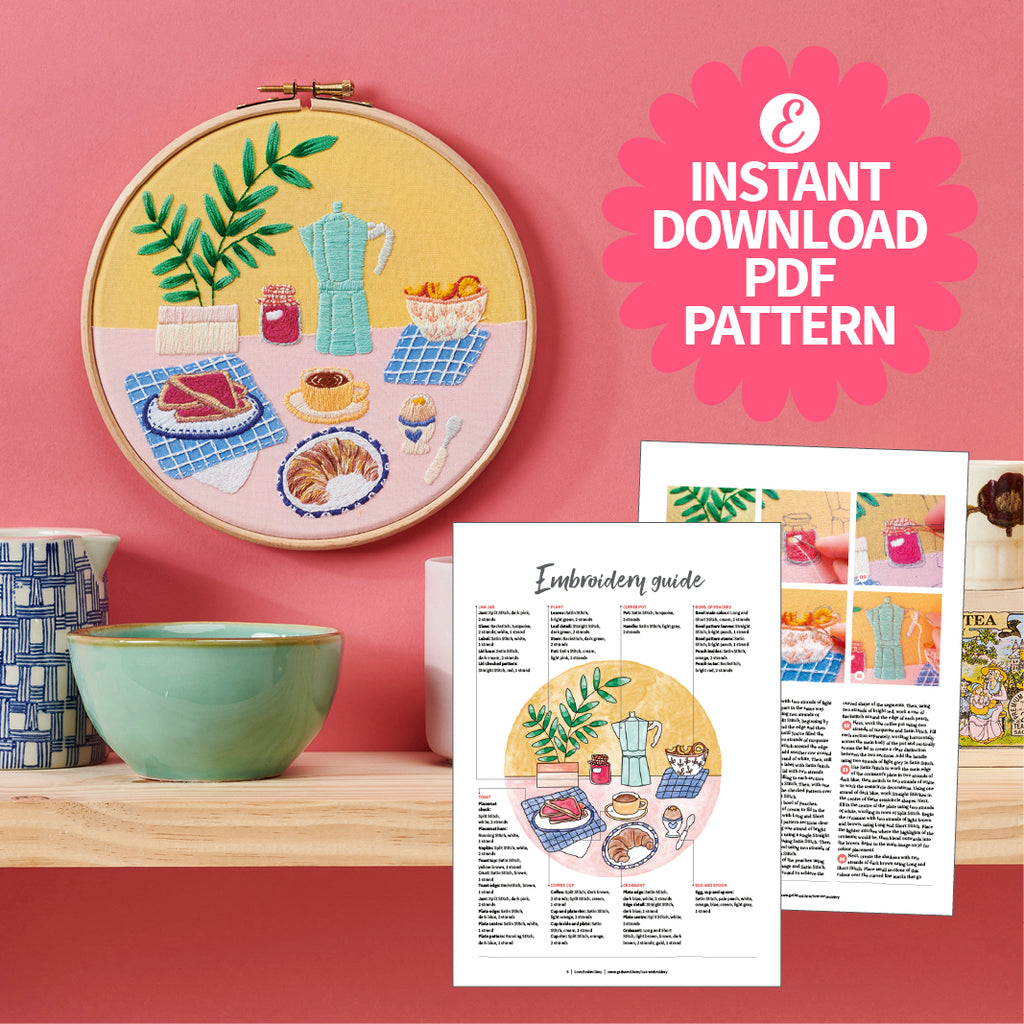 Breakfast Embroidery Hoop Pattern PDF