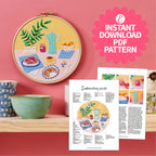 Breakfast Embroidery Hoop Pattern PDF