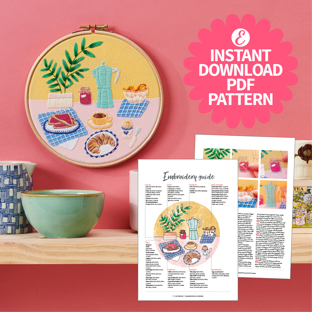 Breakfast Embroidery Hoop Pattern PDF