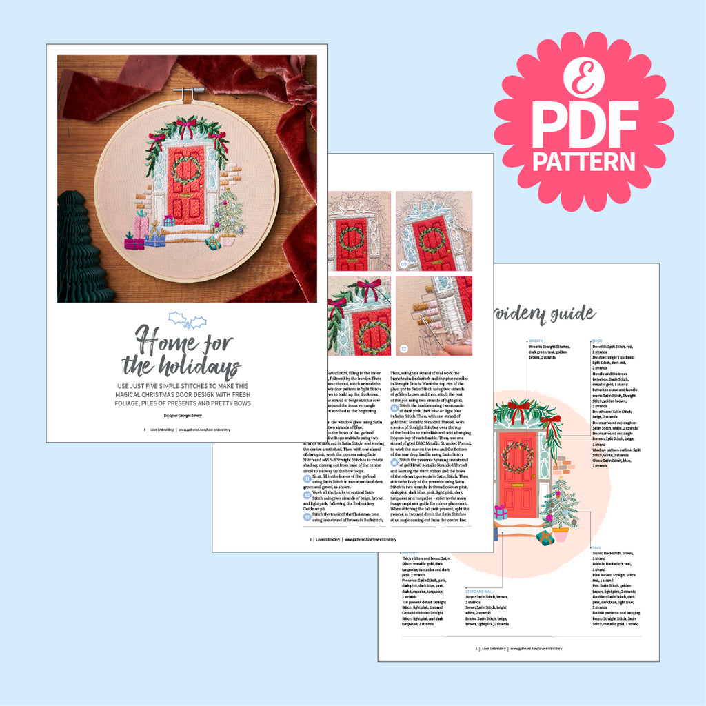 Home for the Holidays Door Hoop Embroidery Pattern PDF
