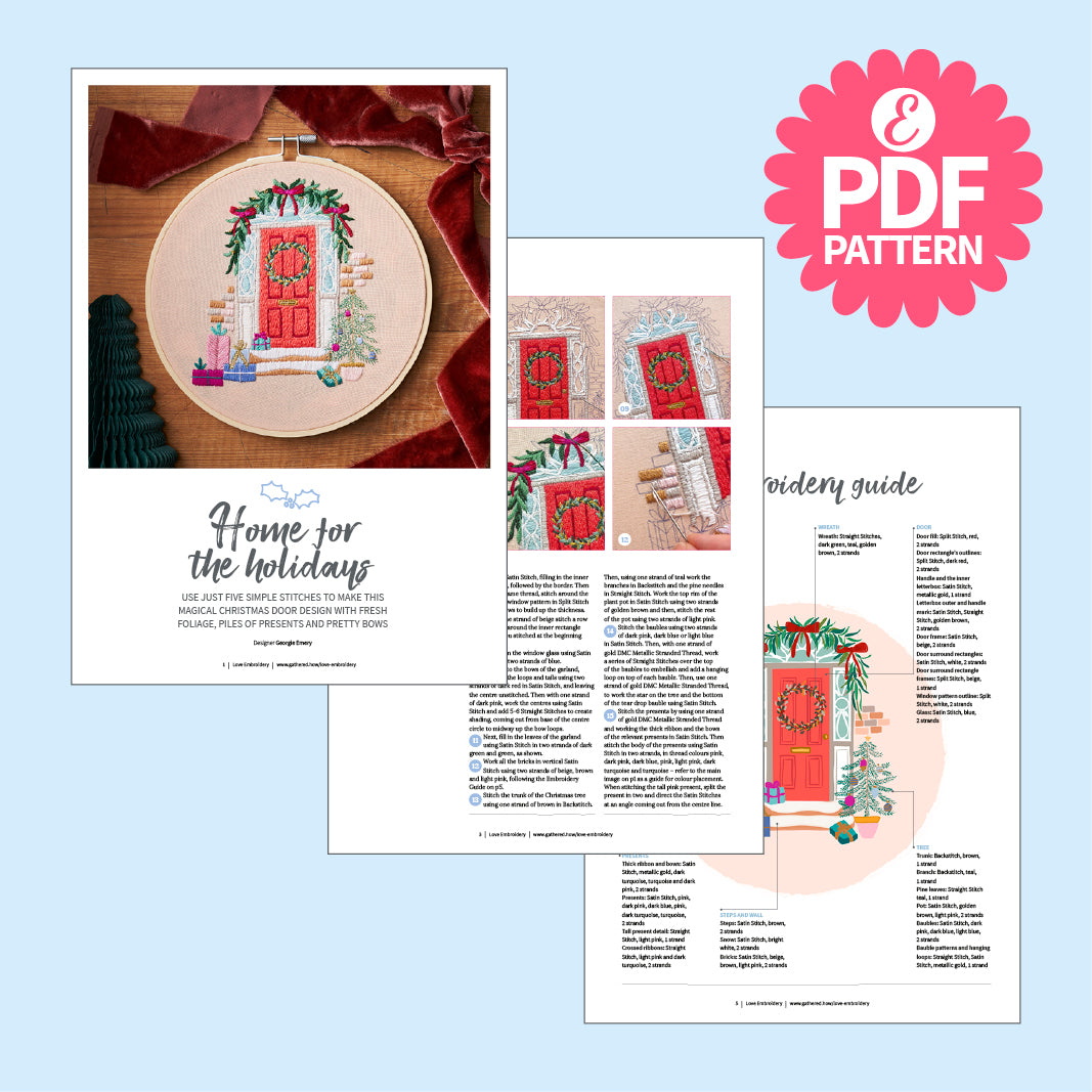 Home for the Holidays Door Hoop Embroidery Pattern PDF