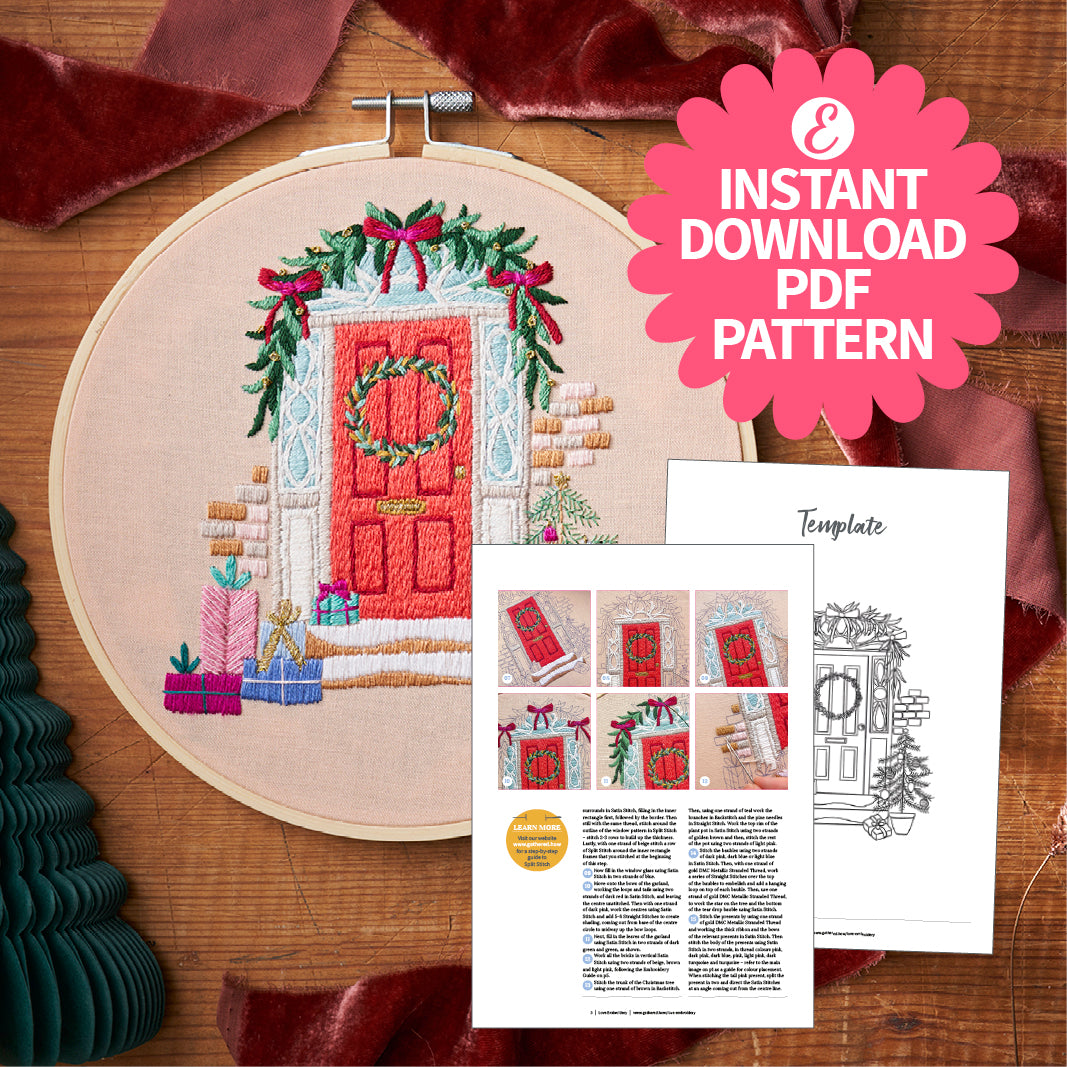 Home for the Holidays Door Hoop Embroidery Pattern PDF