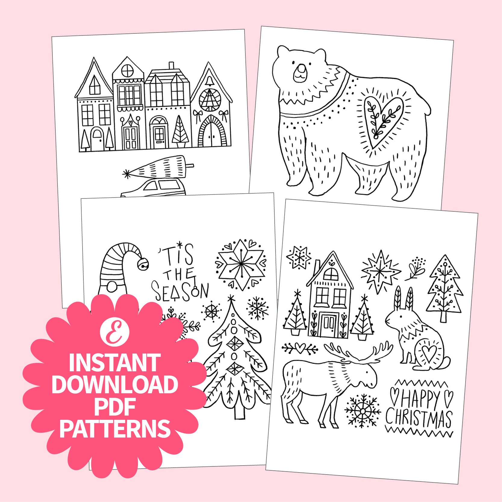 Joyful Christmas Embroidery Motifs PDF Collection (with 25 designs)