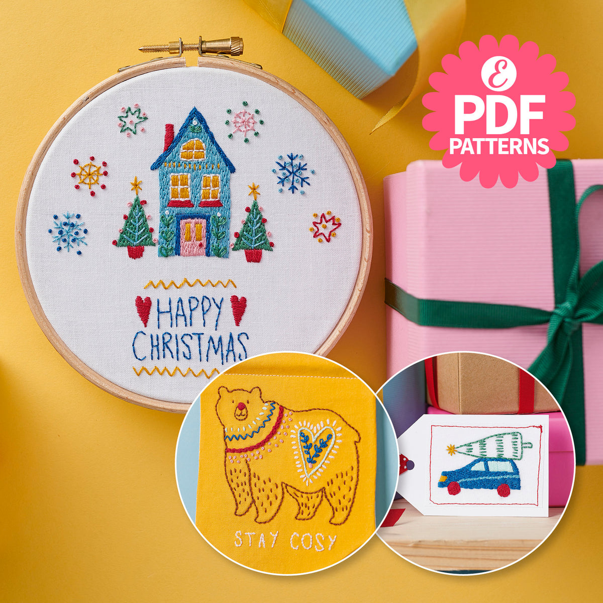 Joyful Christmas Embroidery Motifs PDF Collection (with 25 designs)