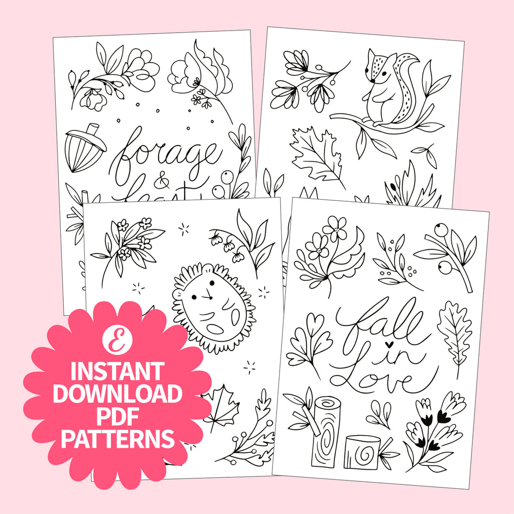 Autumn Woodland Collection Embroidery Motifs PDF (with 30 designs included)