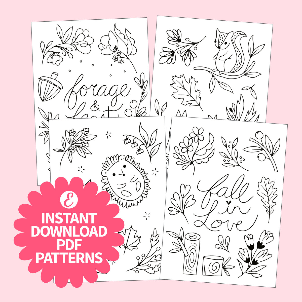 Autumn Woodland Collection Embroidery Motifs PDF (with 30 designs included)