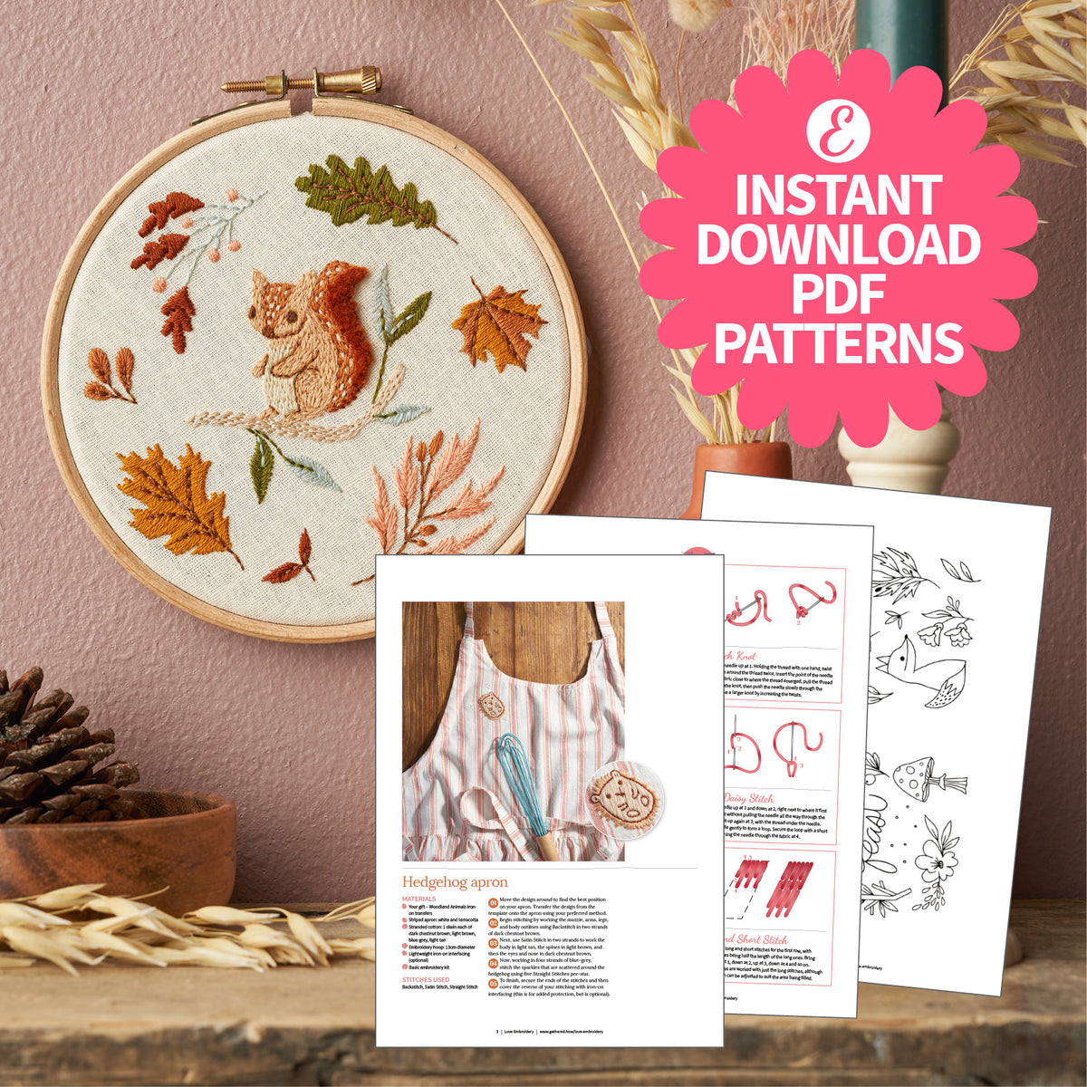 Autumn Woodland Collection Embroidery Motifs PDF (with 30 designs included)