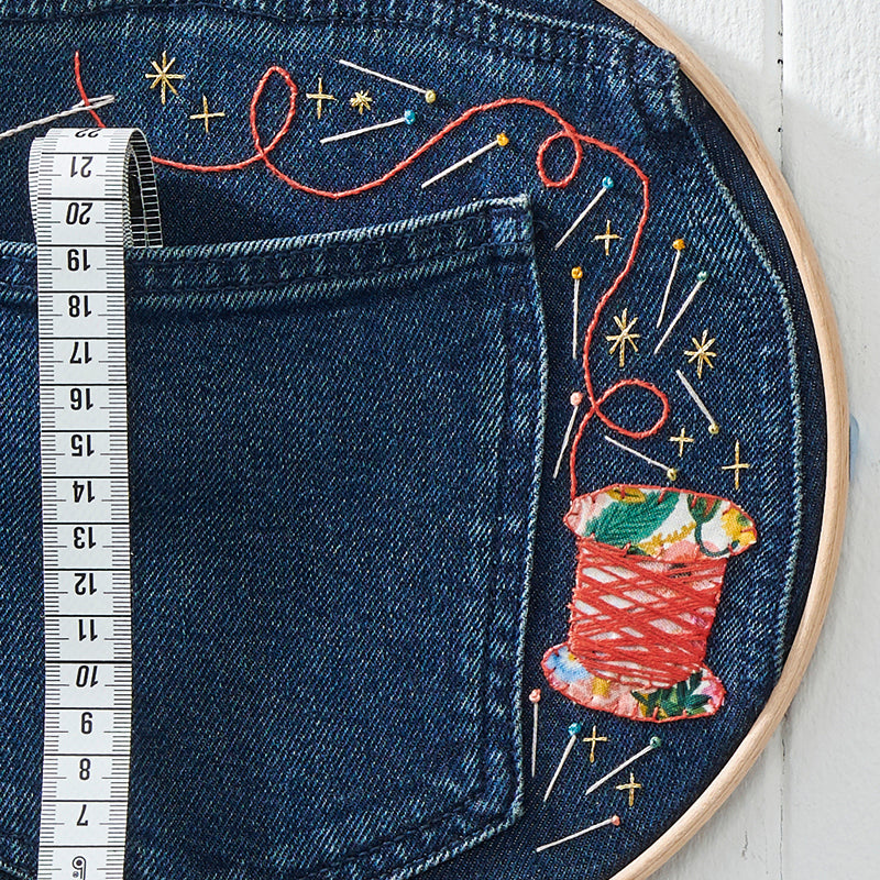 Denim Pocket Organiser Hoop Set Embroidery Pattern PDF
