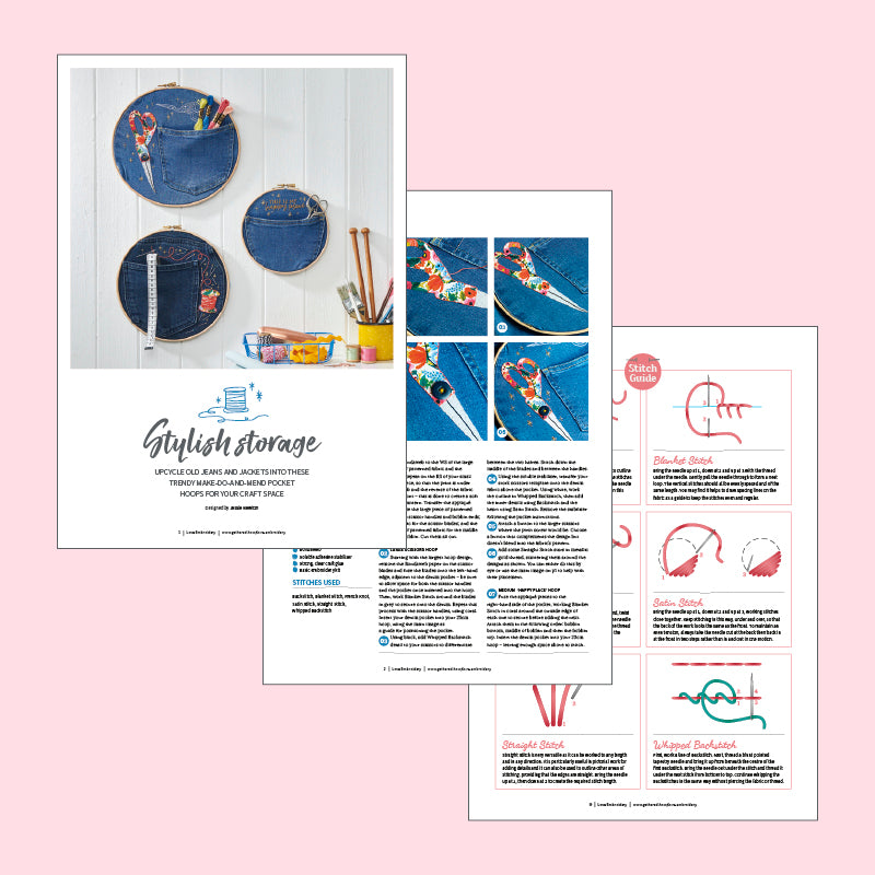 Denim Pocket Organiser Hoop Set Embroidery Pattern PDF