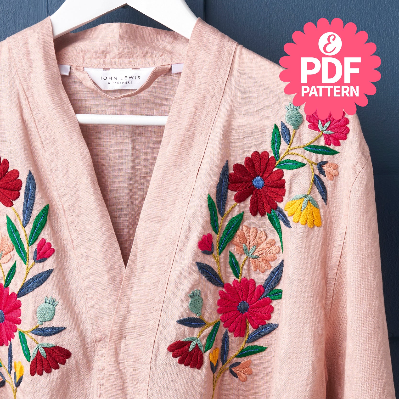 Floral Dressing Gown Motifs Embroidery Pattern PDF