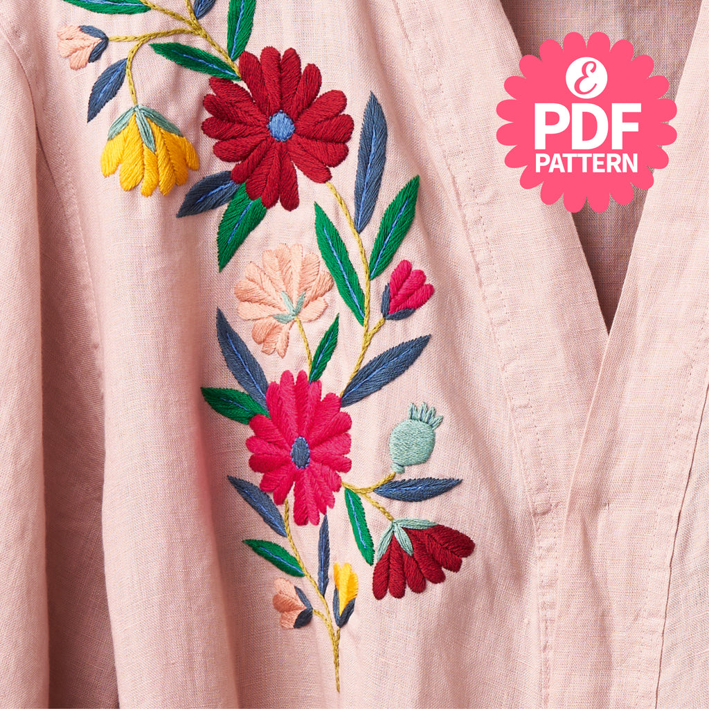Floral Dressing Gown Motifs Embroidery Pattern PDF