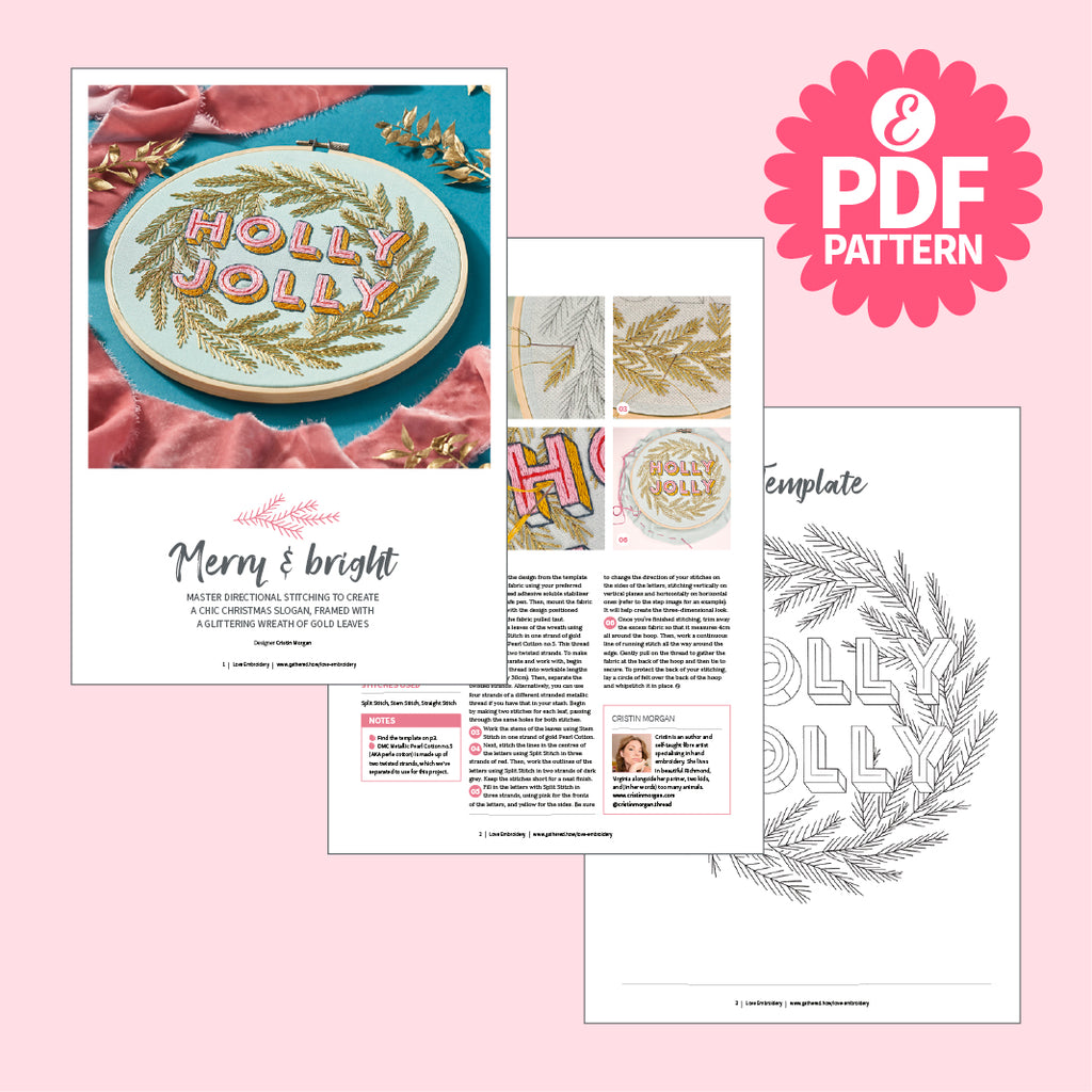Holly Jolly Hoop Embroidery Pattern PDF