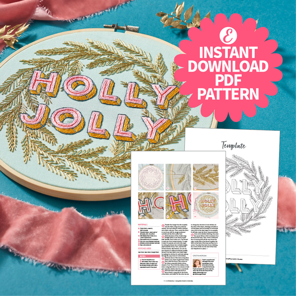 Holly Jolly Hoop Embroidery Pattern PDF