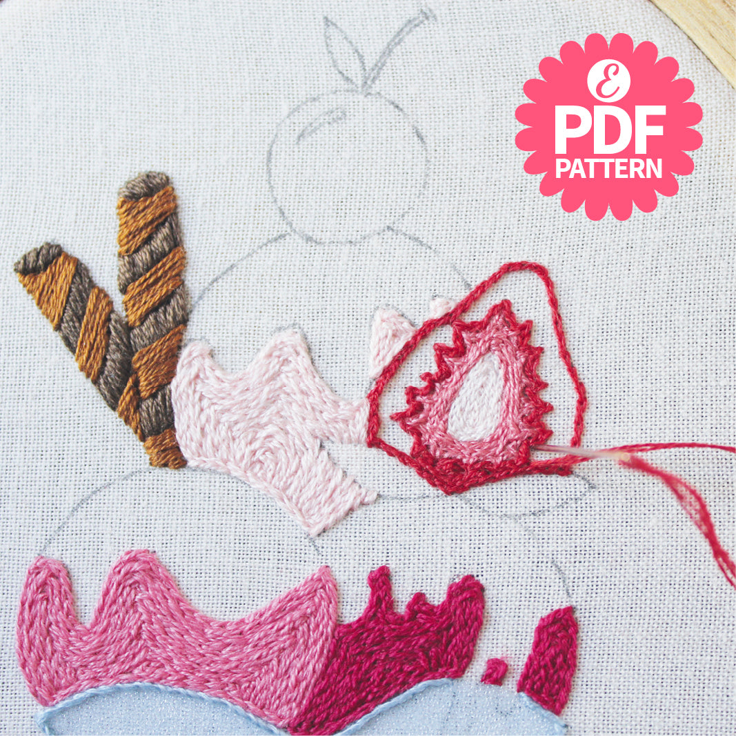 Ice Cream Sundae Embroidery Hoop Pattern PDF