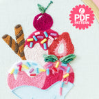 Ice Cream Sundae Embroidery Hoop Pattern PDF