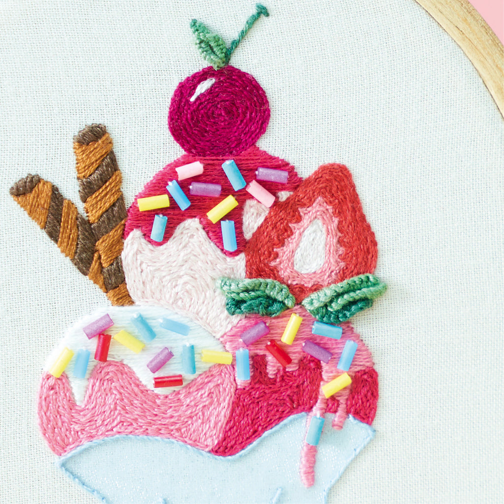 Ice Cream Sundae Embroidery Hoop Pattern PDF