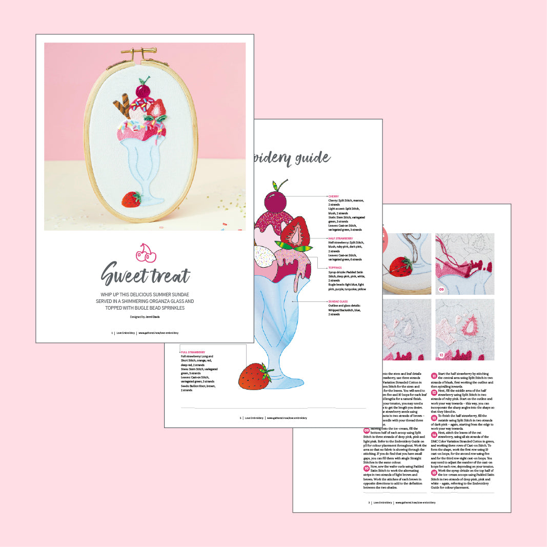 Ice Cream Sundae Embroidery Hoop Pattern PDF