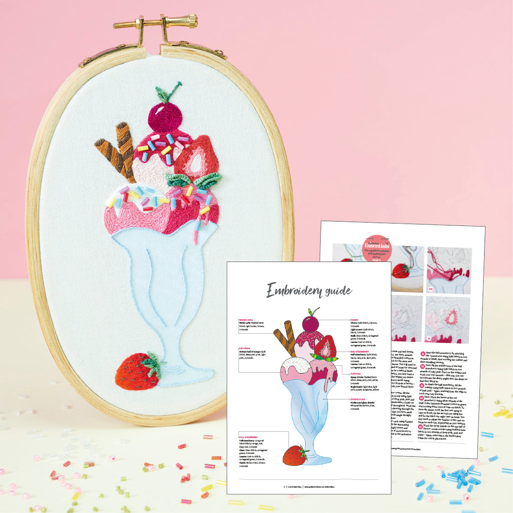 Ice Cream Sundae Embroidery Hoop Pattern PDF