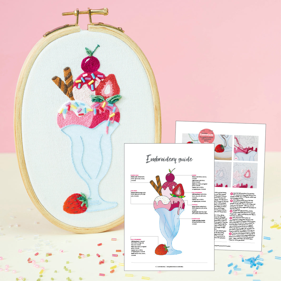 Ice Cream Sundae Embroidery Hoop Pattern PDF