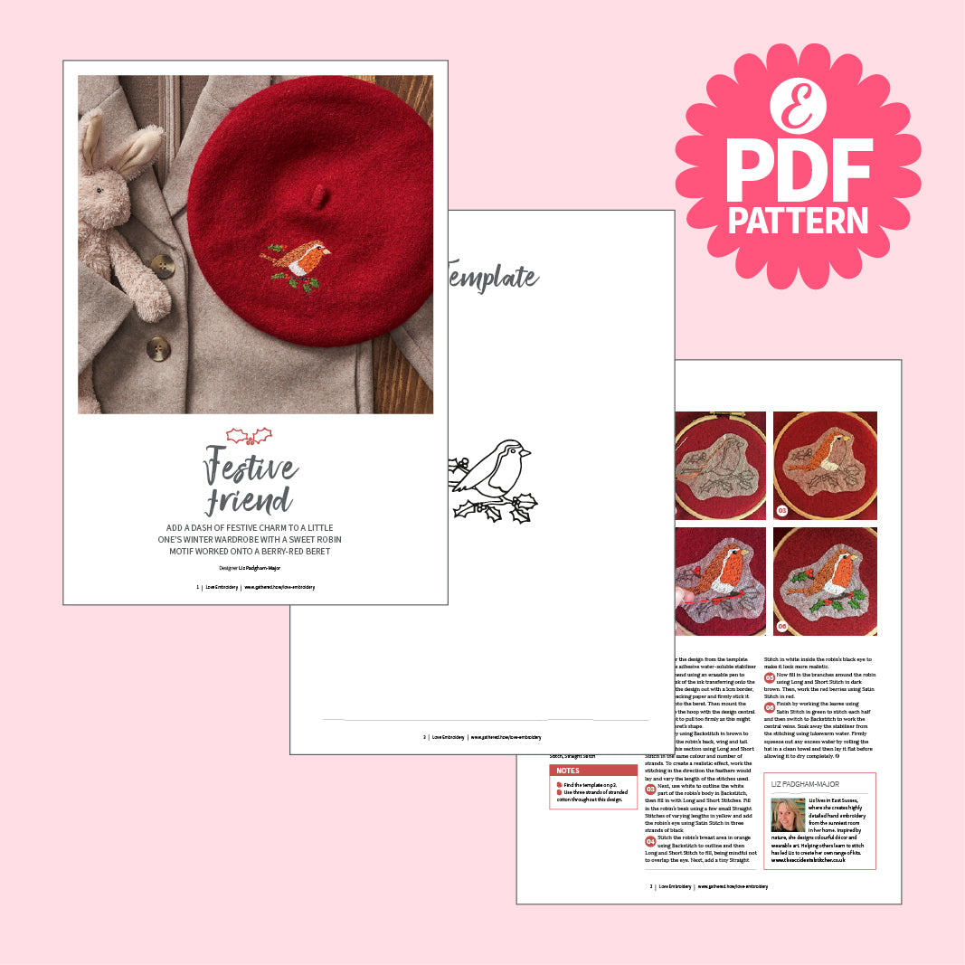 Festive Robin Motif Embroidery Pattern PDF