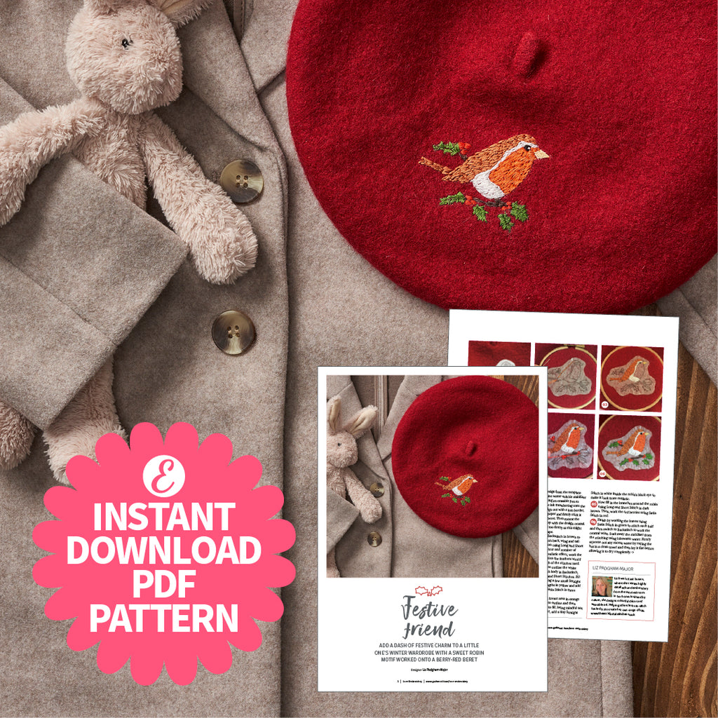 Festive Robin Motif Embroidery Pattern PDF