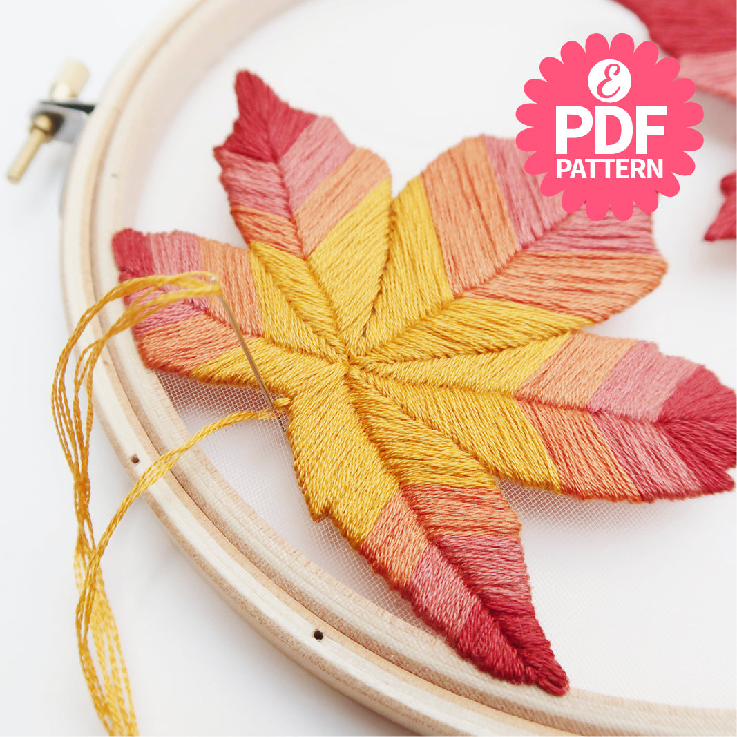 Maple Leaves Embroidery Hoop Pattern PDF