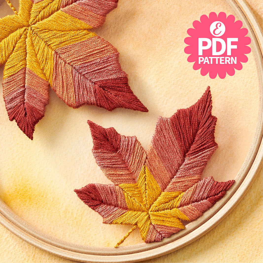 Maple Leaves Embroidery Hoop Pattern PDF