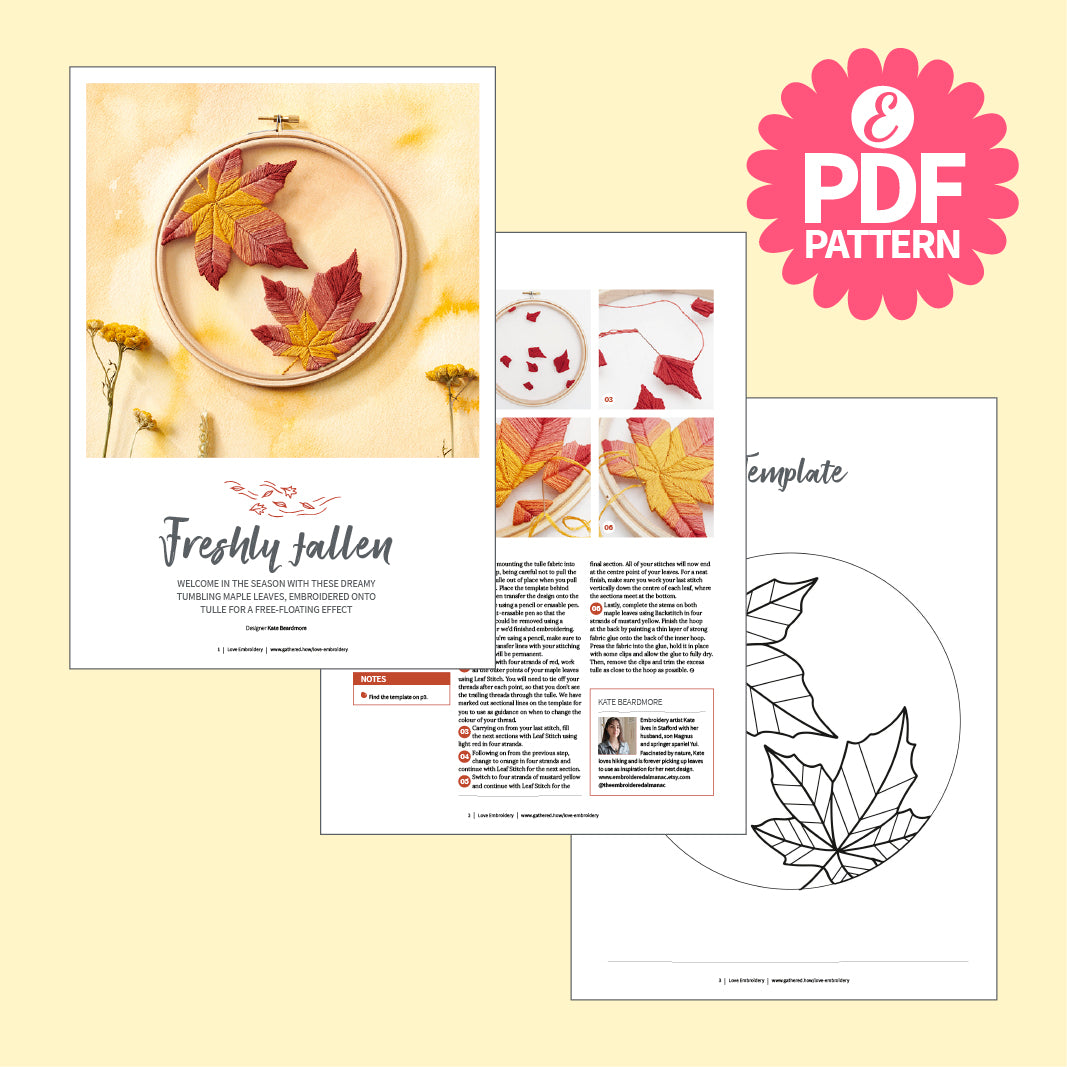 Maple Leaves Embroidery Hoop Pattern PDF