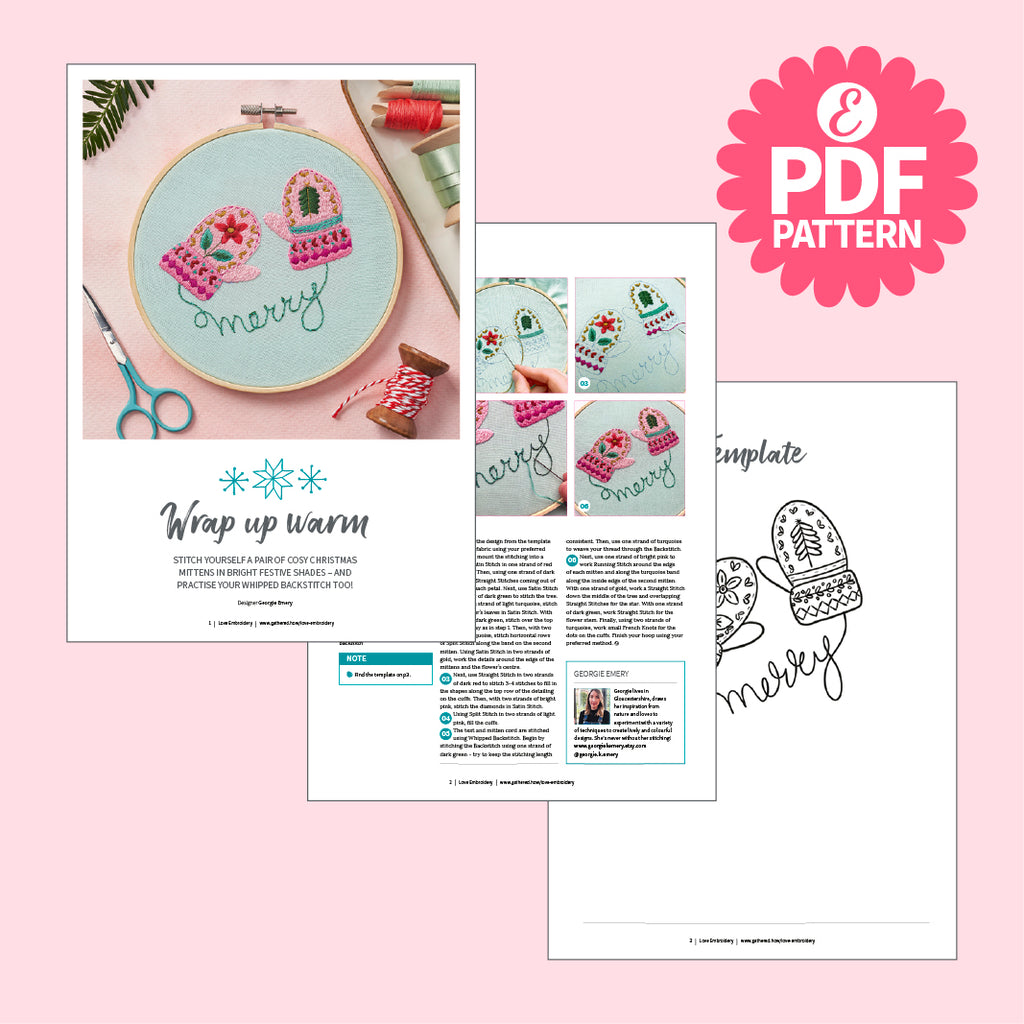 Christmas Mittens Hoop Embroidery Pattern PDF
