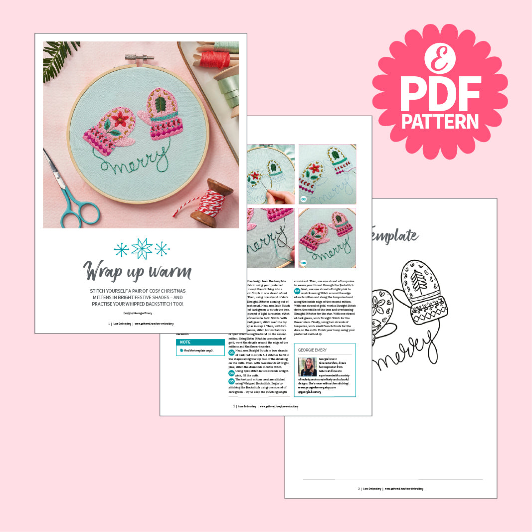 Christmas Mittens Hoop Embroidery Pattern PDF