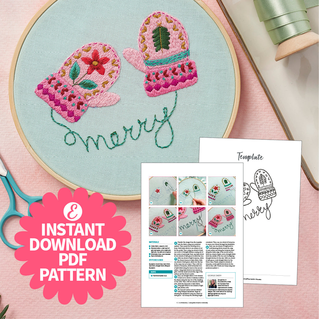 Christmas Mittens Hoop Embroidery Pattern PDF