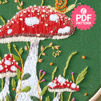 Toadstool with Little Snail Embroidery Hoop Pattern PDF