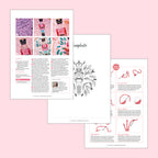 Set of design templates and instructions on a pink background