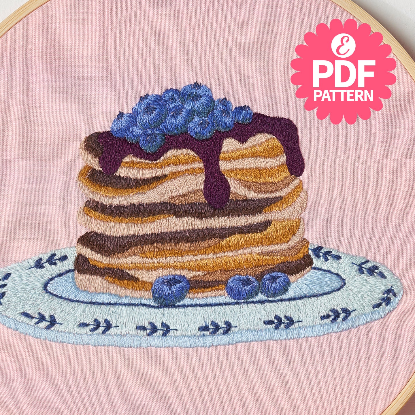 Pancake Stack Hoop Embroidery Pattern PDF