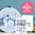 Arctic Explorer Polar Bear Hoop Embroidery Pattern PDF