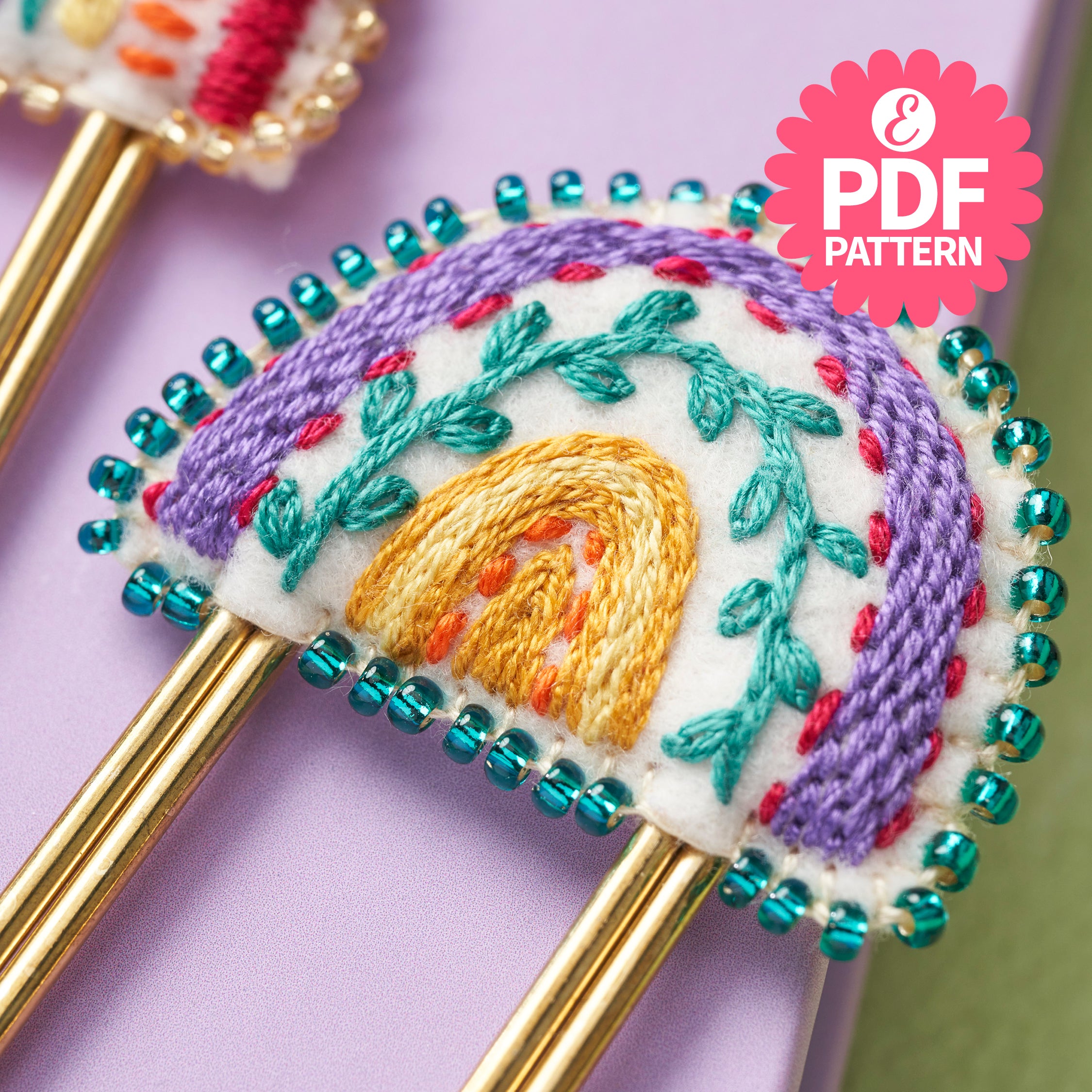 Rainbow Paper Clip Decals Embroidery Motifs Pattern PDF