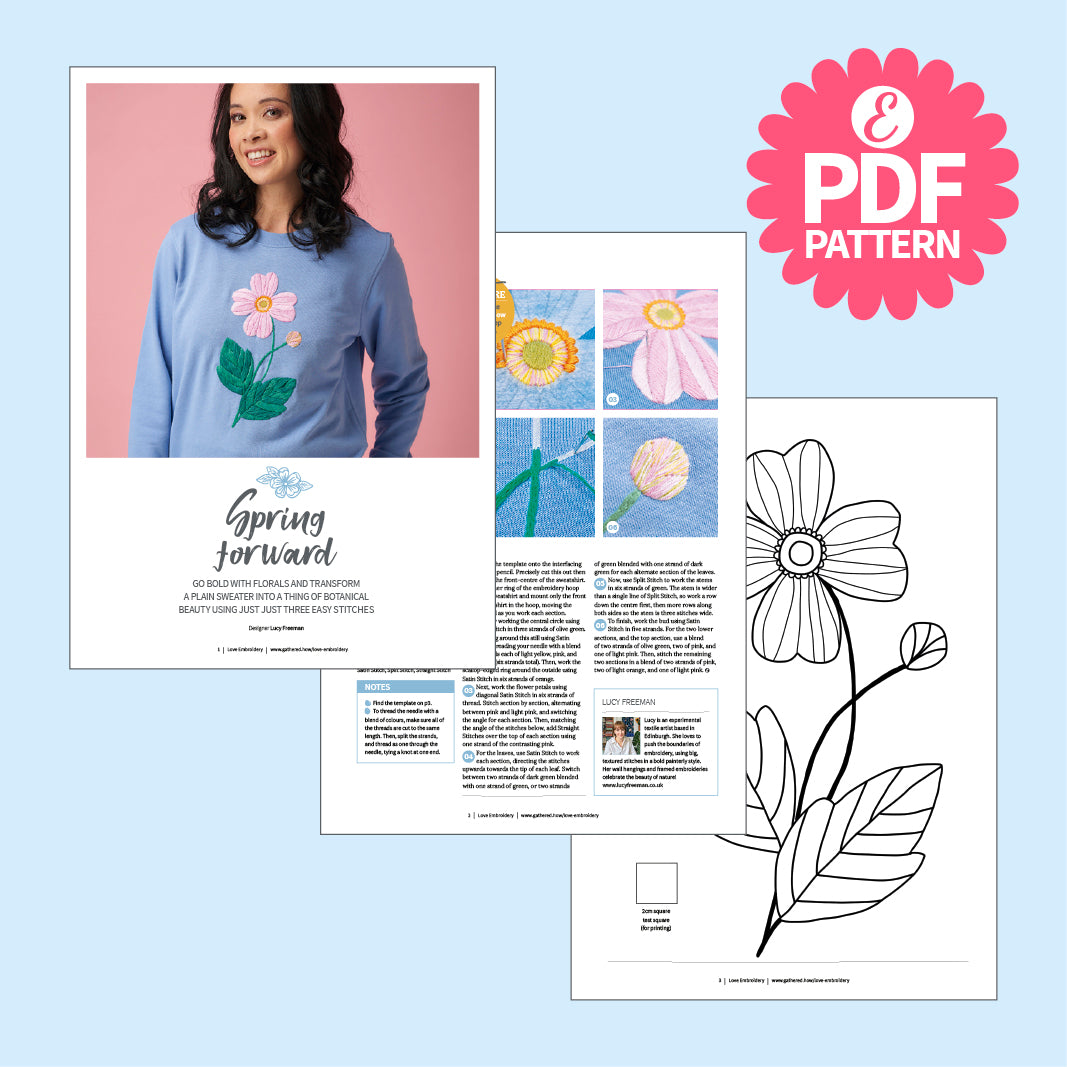 Easy floral motif embroidery pattern PDF