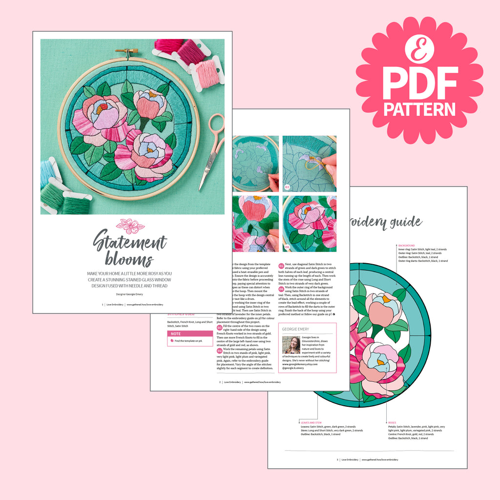 Stained Glass Window Embroidery Hoop Pattern PDF