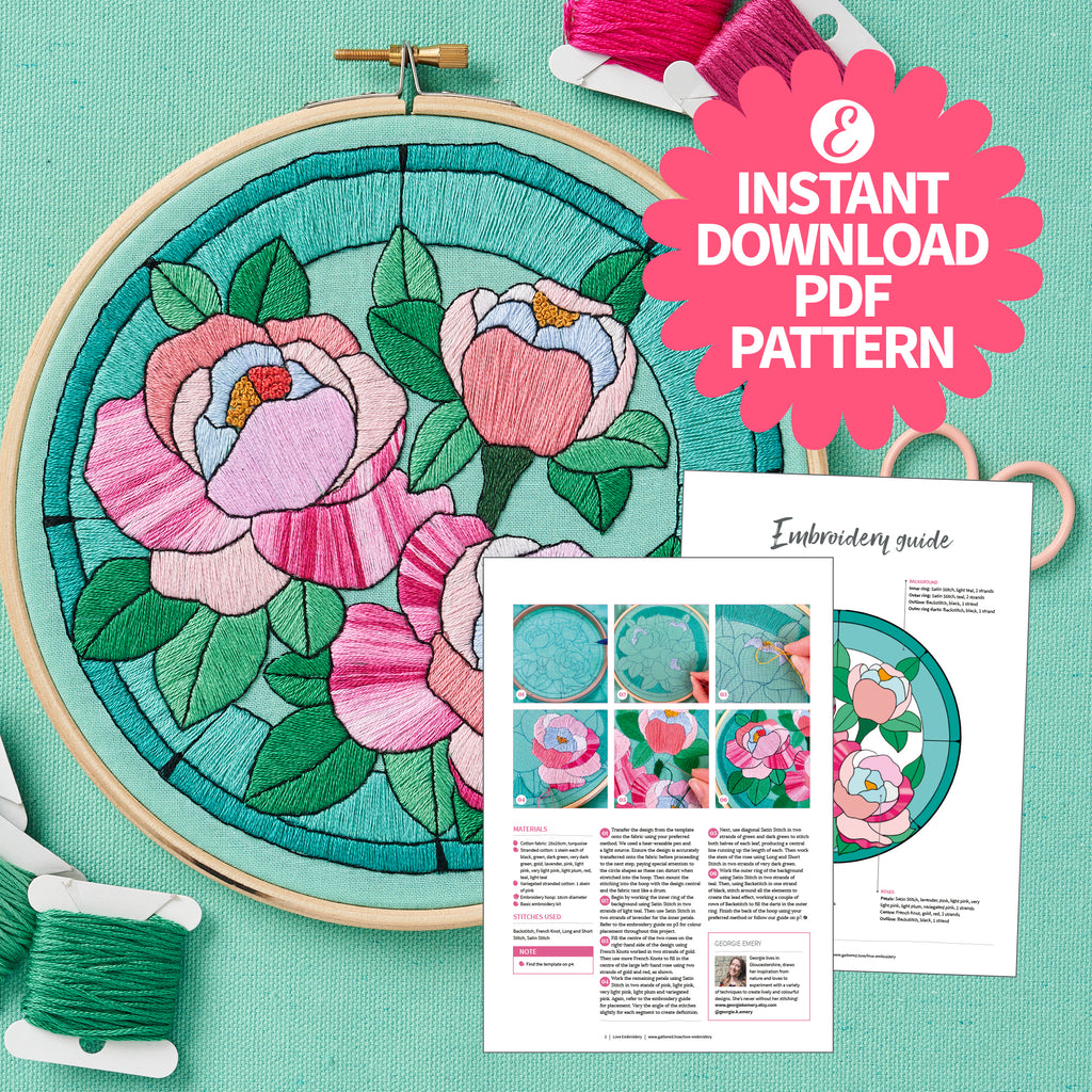 Stained Glass Window Embroidery Hoop Pattern PDF