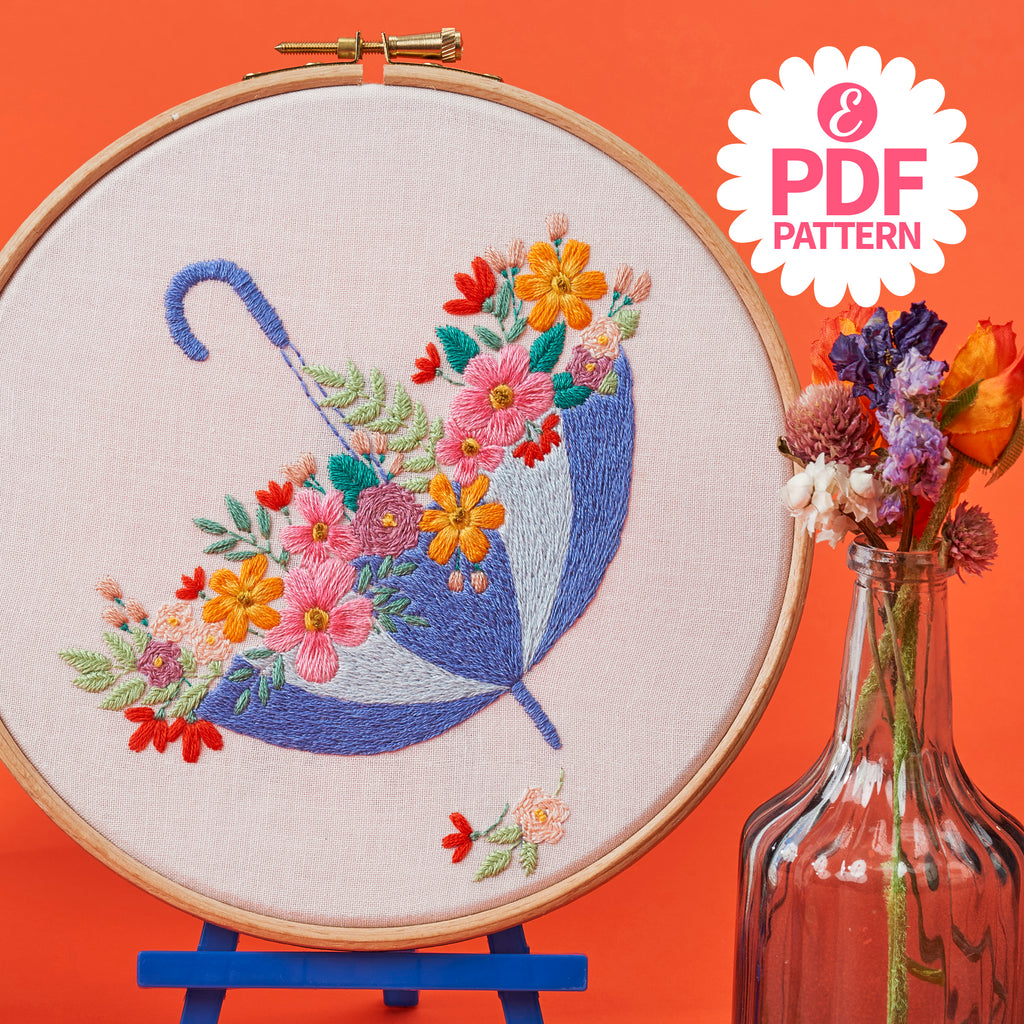 Umbrella Embroidery Hoop Pattern PDF