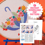 Umbrella Embroidery Hoop Pattern PDF