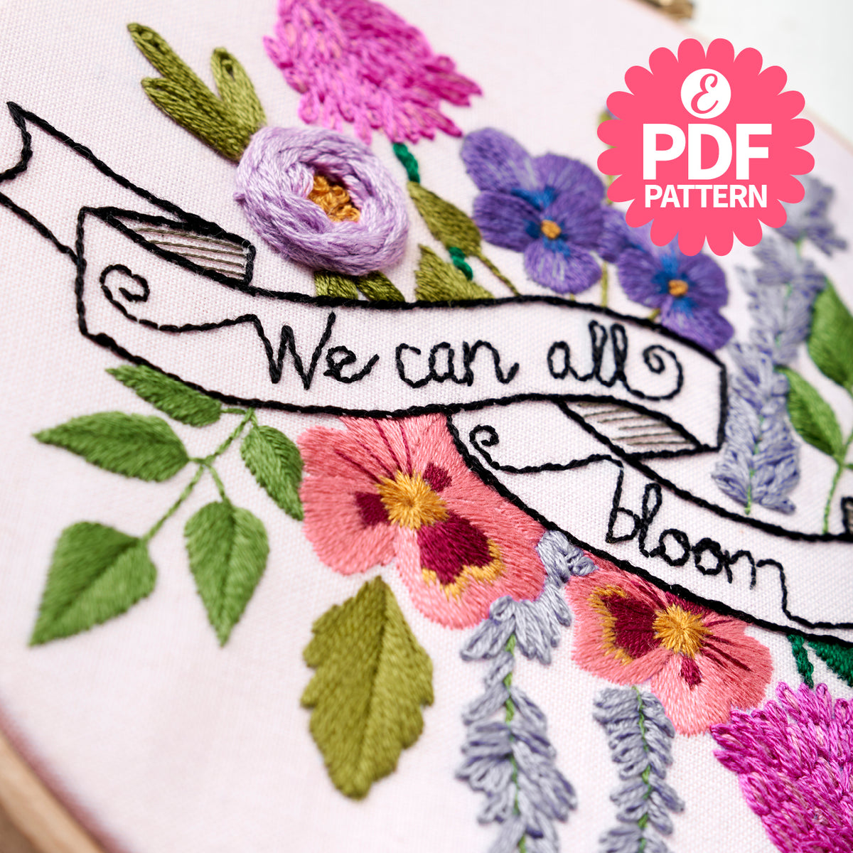 International Women's Day Embroidery Hoop Pattern PDF