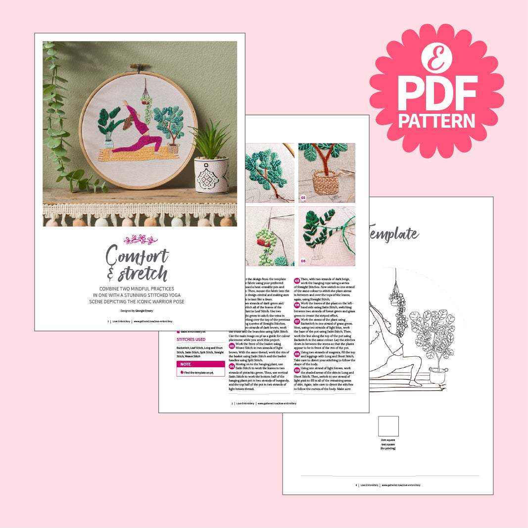 Yoga hoop embroidery pattern PDF
